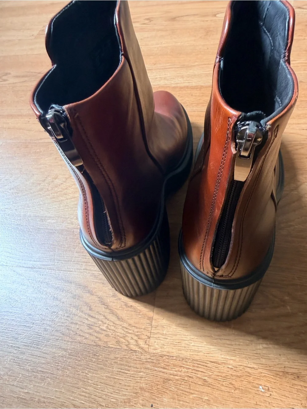 Ecco Women's Platform Ankle Boots - Chestnut Brown